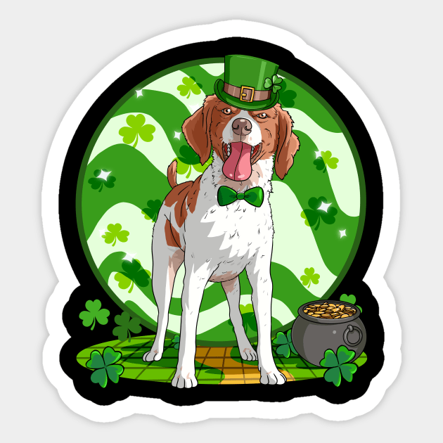 Brittany Dog St Patricks Day Leprechaun Sticker by Noseking